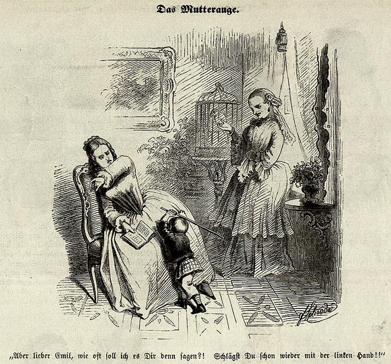 Retraining of left handers: evidence from 19th century caricature